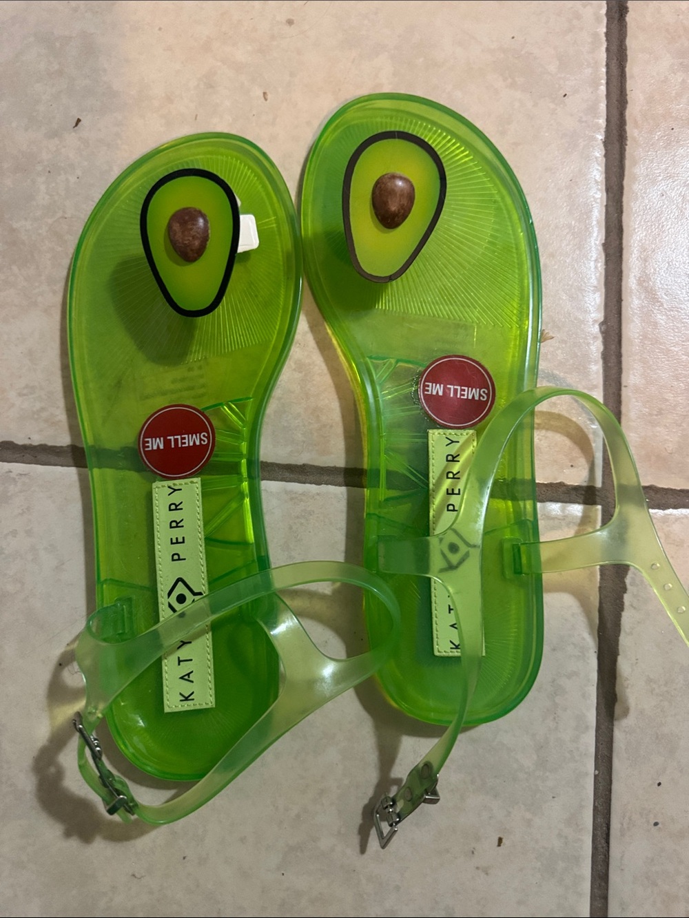Katy Perry Collections women’s  Neon Green Avocado Jelly Sandals